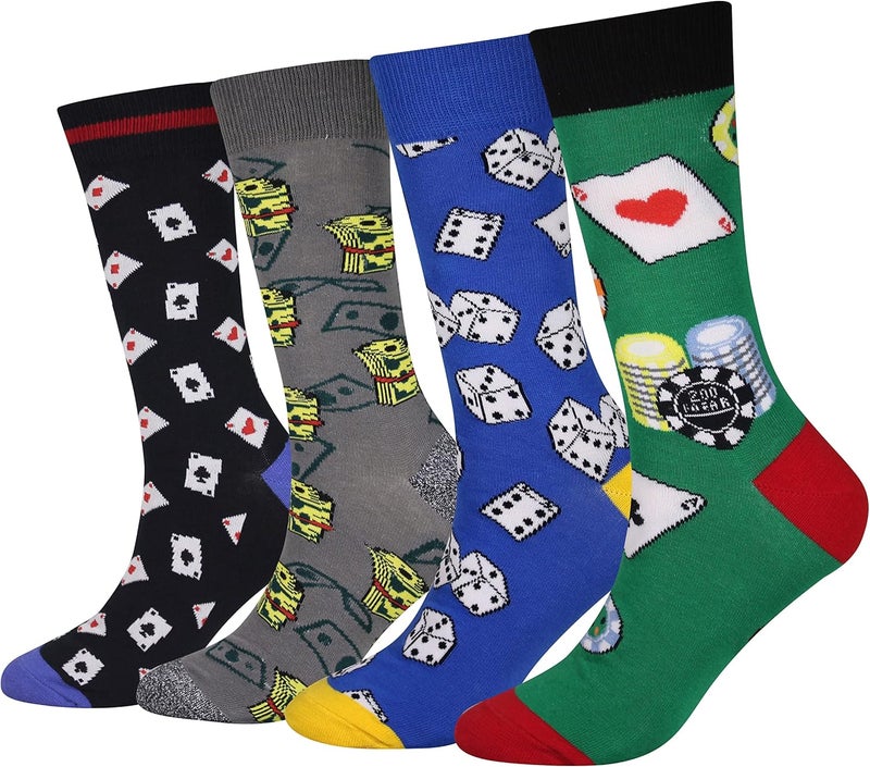 Cansok Men's 2/4 Packs Fun Crazy Novelty Dress Crew Socks - Image 1